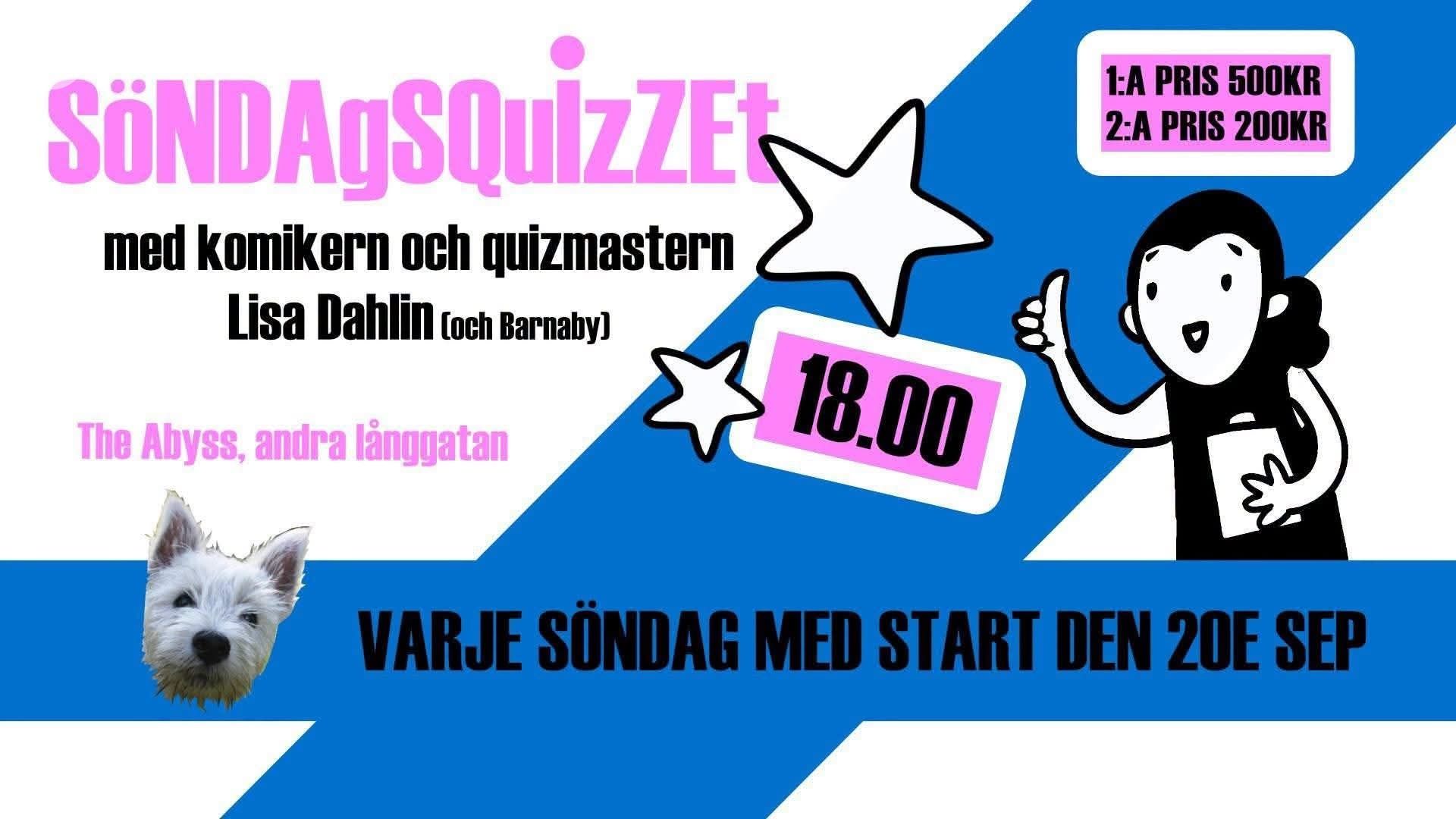 SöndagsQuizzet med komikern och quizmastern Lisa Dahlin (och Barnaby)