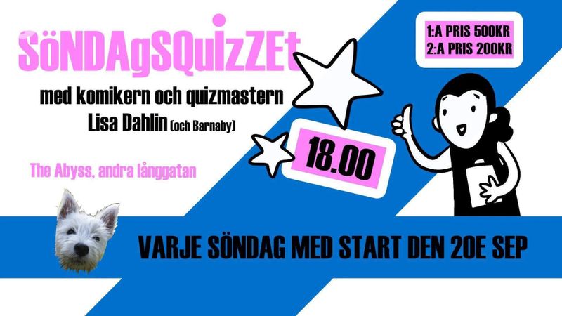 SöndagsQuizzet med komikern och quizmastern Lisa Dahlin (och Barnaby)